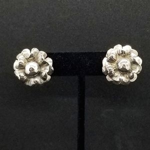 Vintage sterling silver "MEXICO" flower earrings